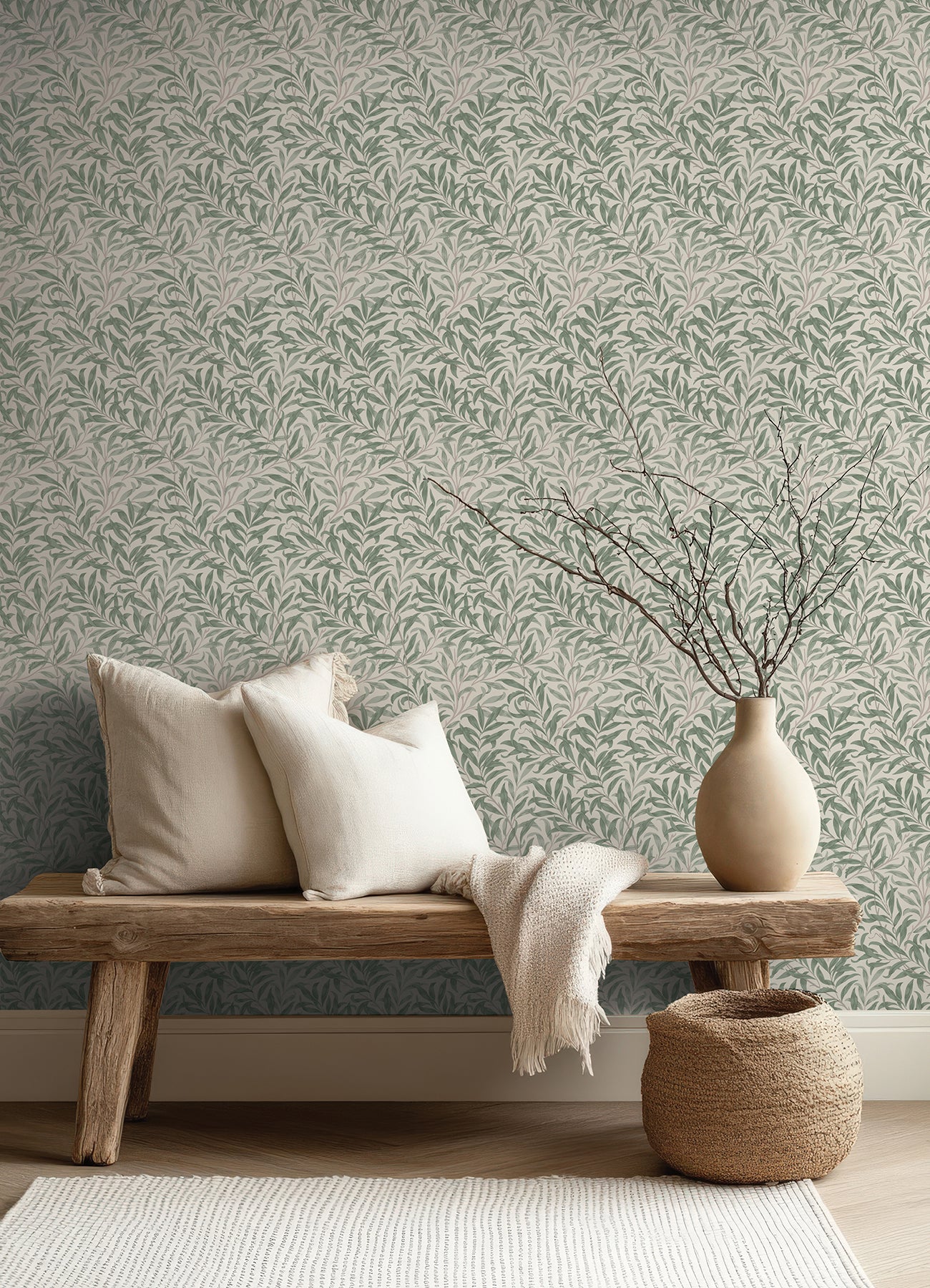 Willow Boughs P&S Wallpaper in a room setting