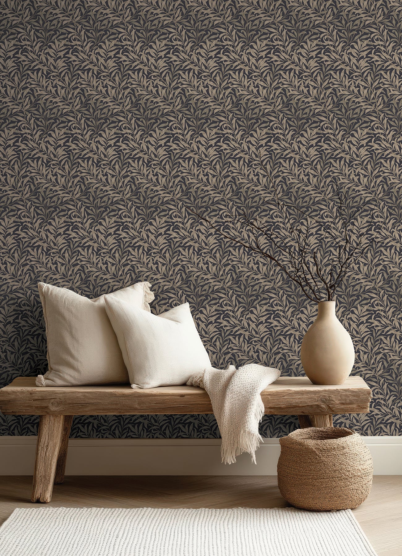 Willow Boughs P&S Wallpaper in a room setting