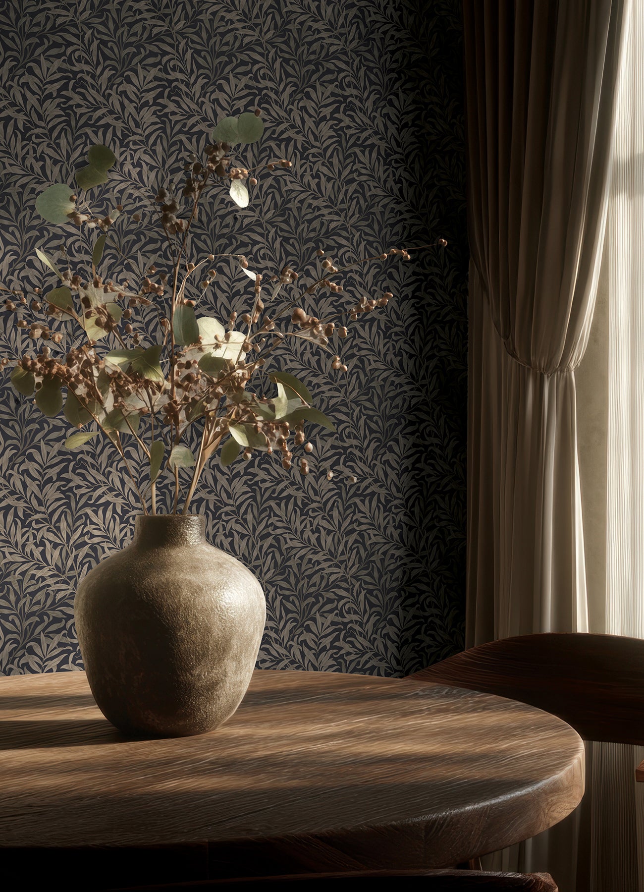 Willow Boughs P&S Wallpaper in a room setting