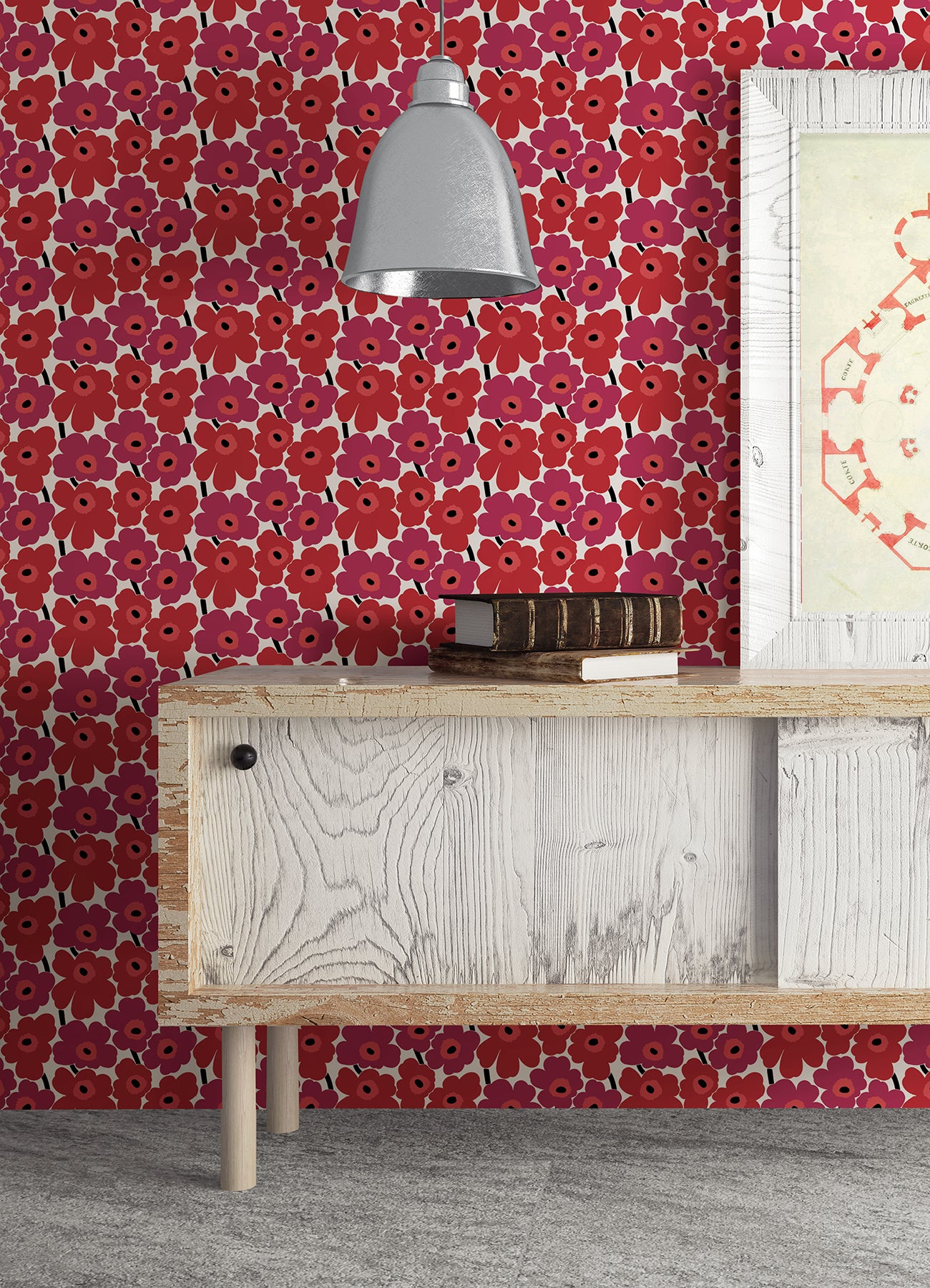 Pieni Unikko P&S Wallpaper in a room setting