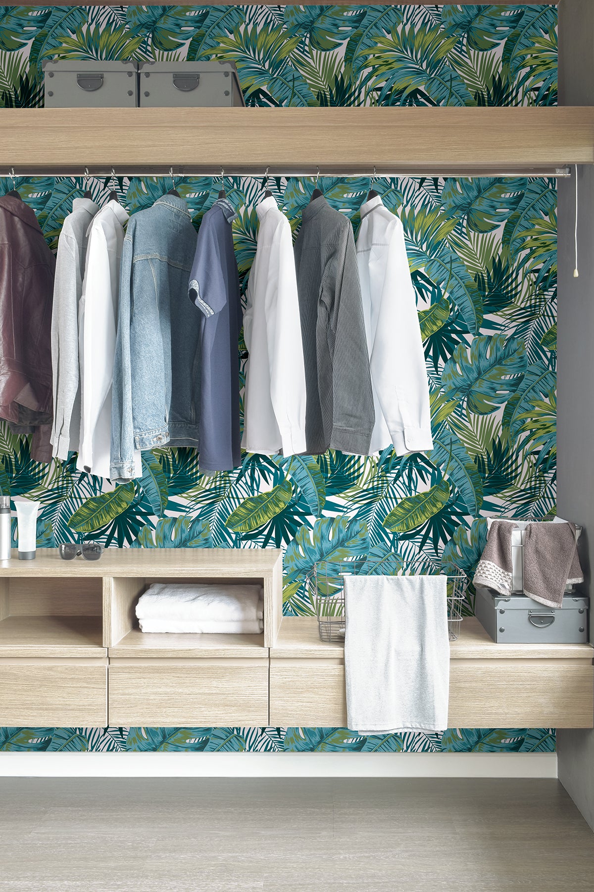 Bangalow Tropical Palm P&S Wallpaper in a room setting