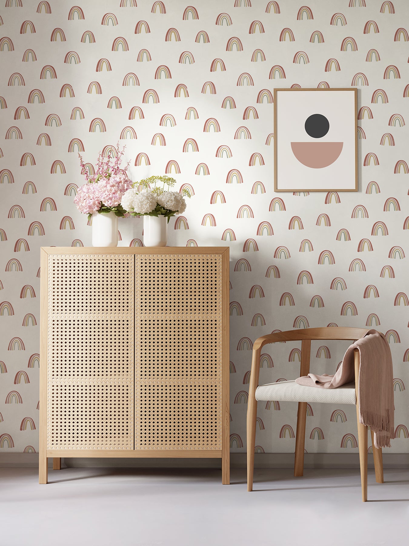 Raye Rainbows P&S Wallpaper in a room setting