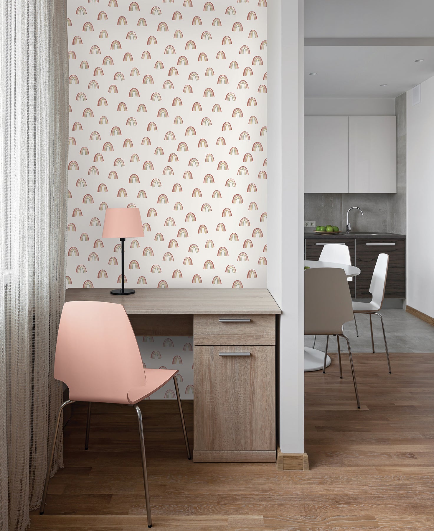 Raye Rainbows P&S Wallpaper in a room setting