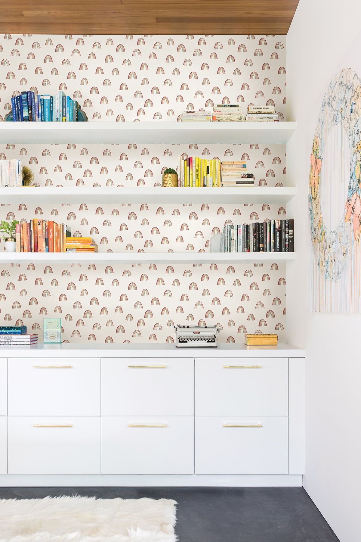 Raye Rainbows P&S Wallpaper in a room setting