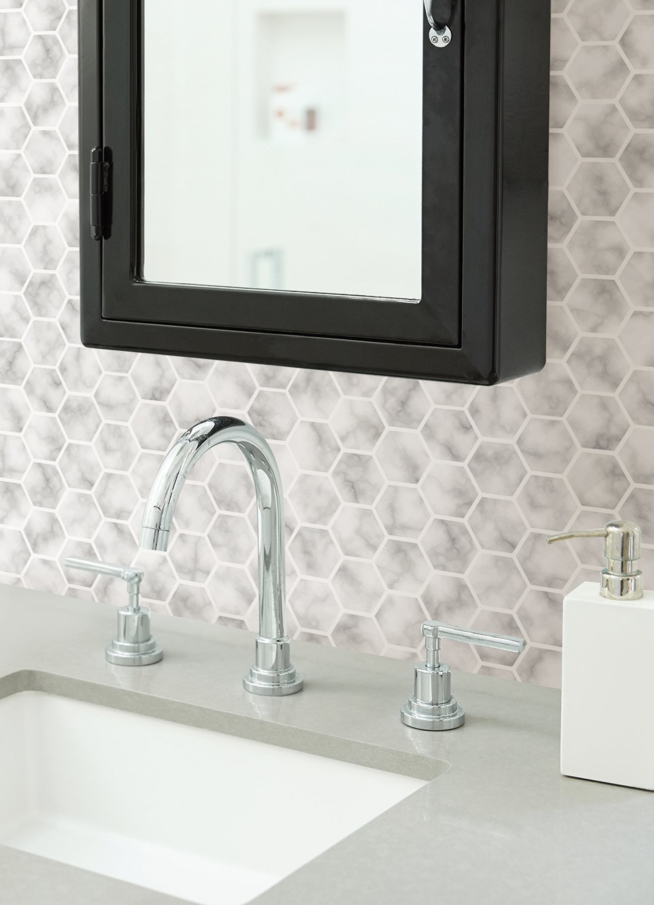 Hexagon Tiles in a room setting