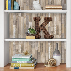 Weathered Plank P&S Wallpaper in a room setting