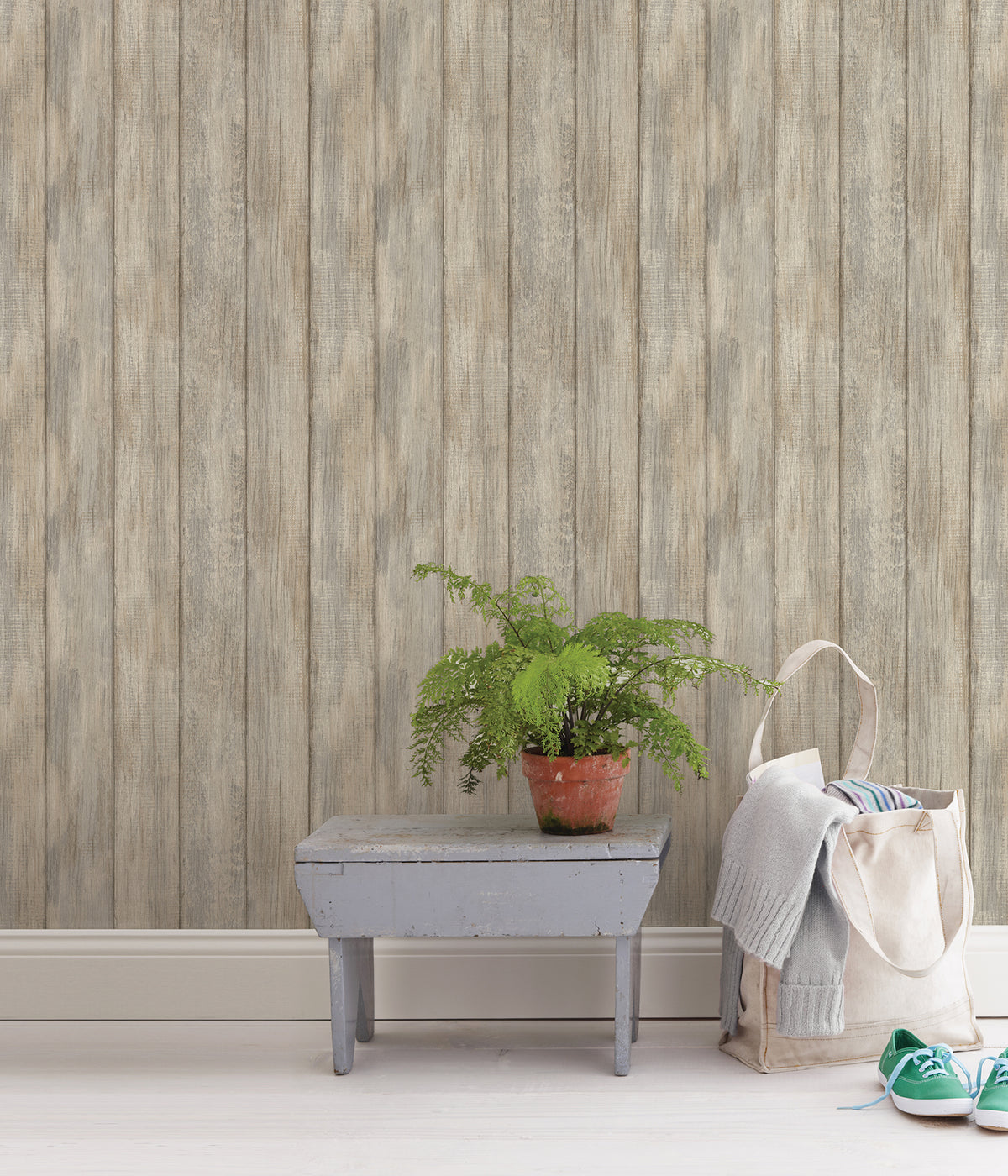 Kennebunkport Plank P&S Wallpaper in a room setting