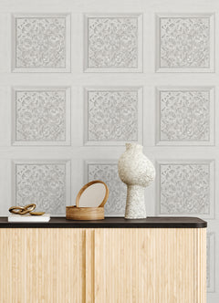 Carved Floral Peel and Stick Wallpaper in a room setting