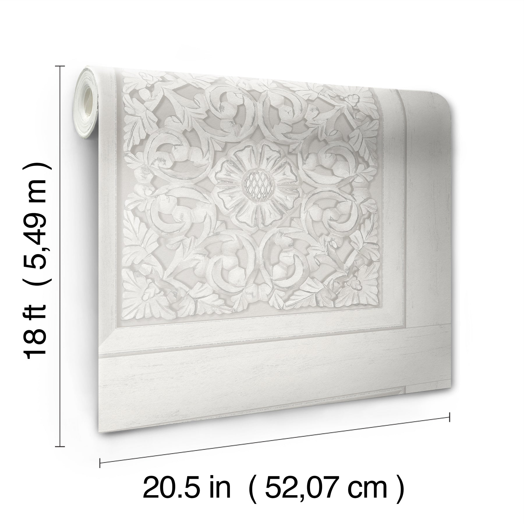 Carved Floral Peel and Stick Wallpaper - dimensions