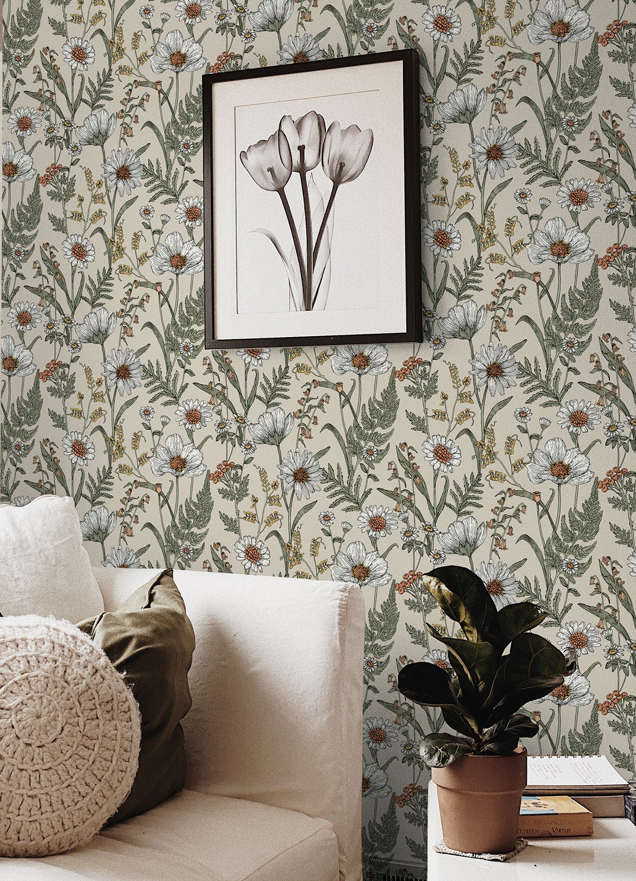 Spring Meadow Peel and Stick Wallpaper in a room setting