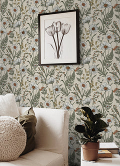 Spring Meadow Peel and Stick Wallpaper in a room setting