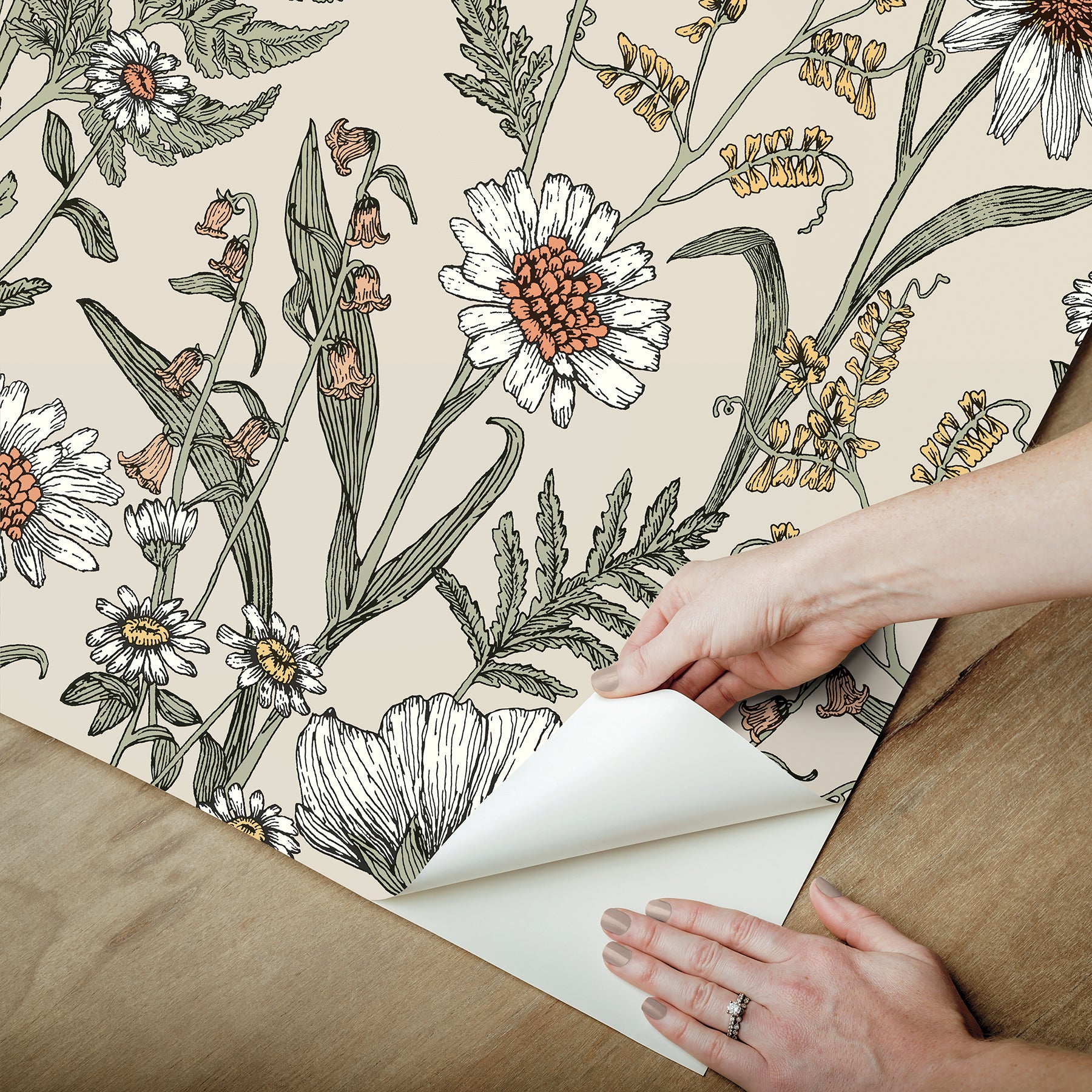 Spring Meadow Peel and Stick Wallpaper - how to peel