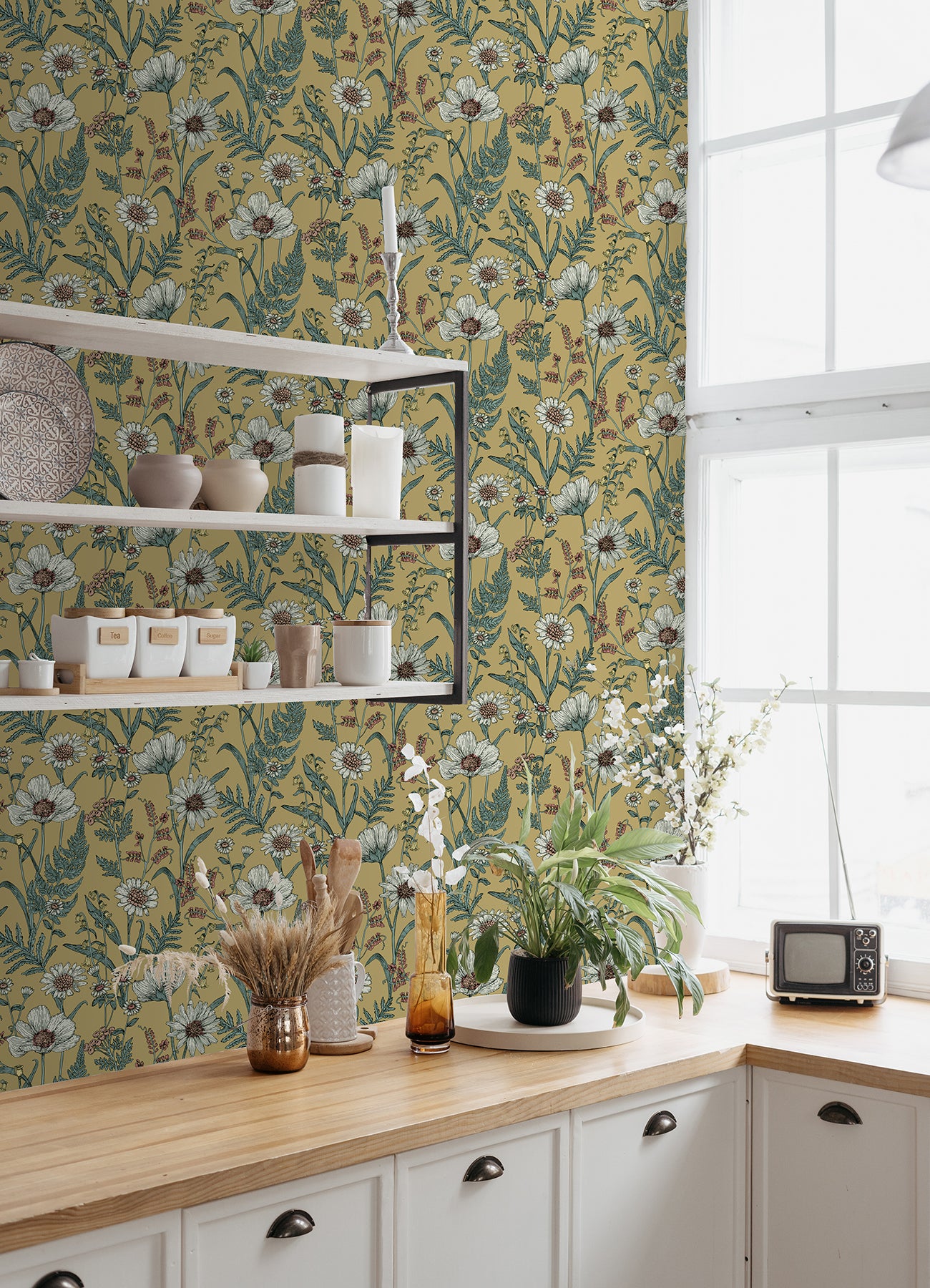 Spring Meadow Peel and Stick Wallpaper in a room setting