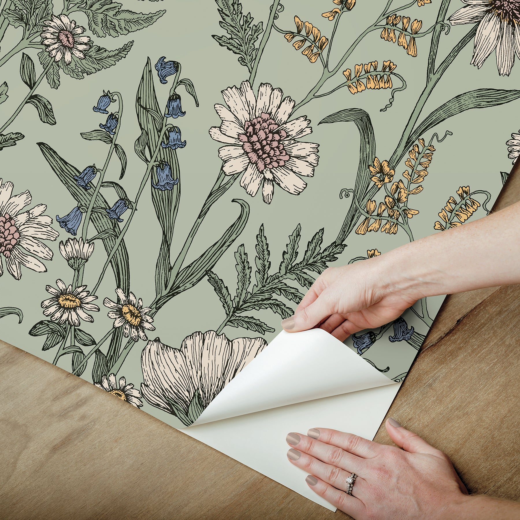Spring Meadow Peel and Stick Wallpaper - how to peel