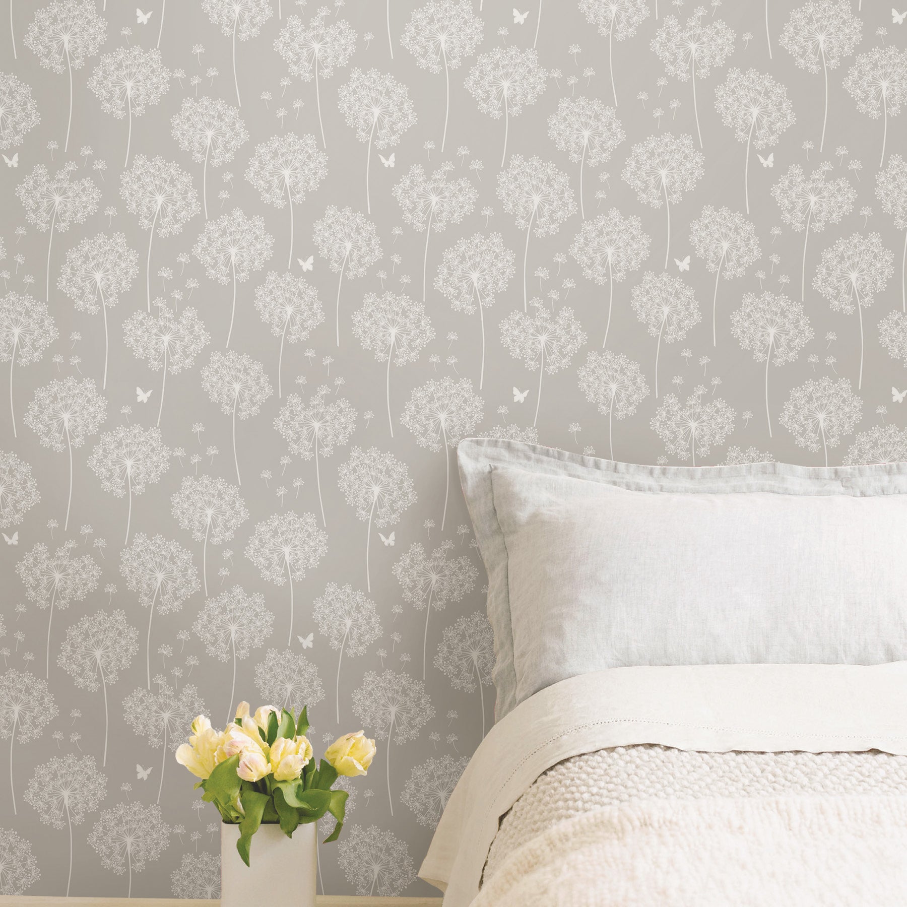 Dandelion Peel And Stick Wallpaper in a room setting