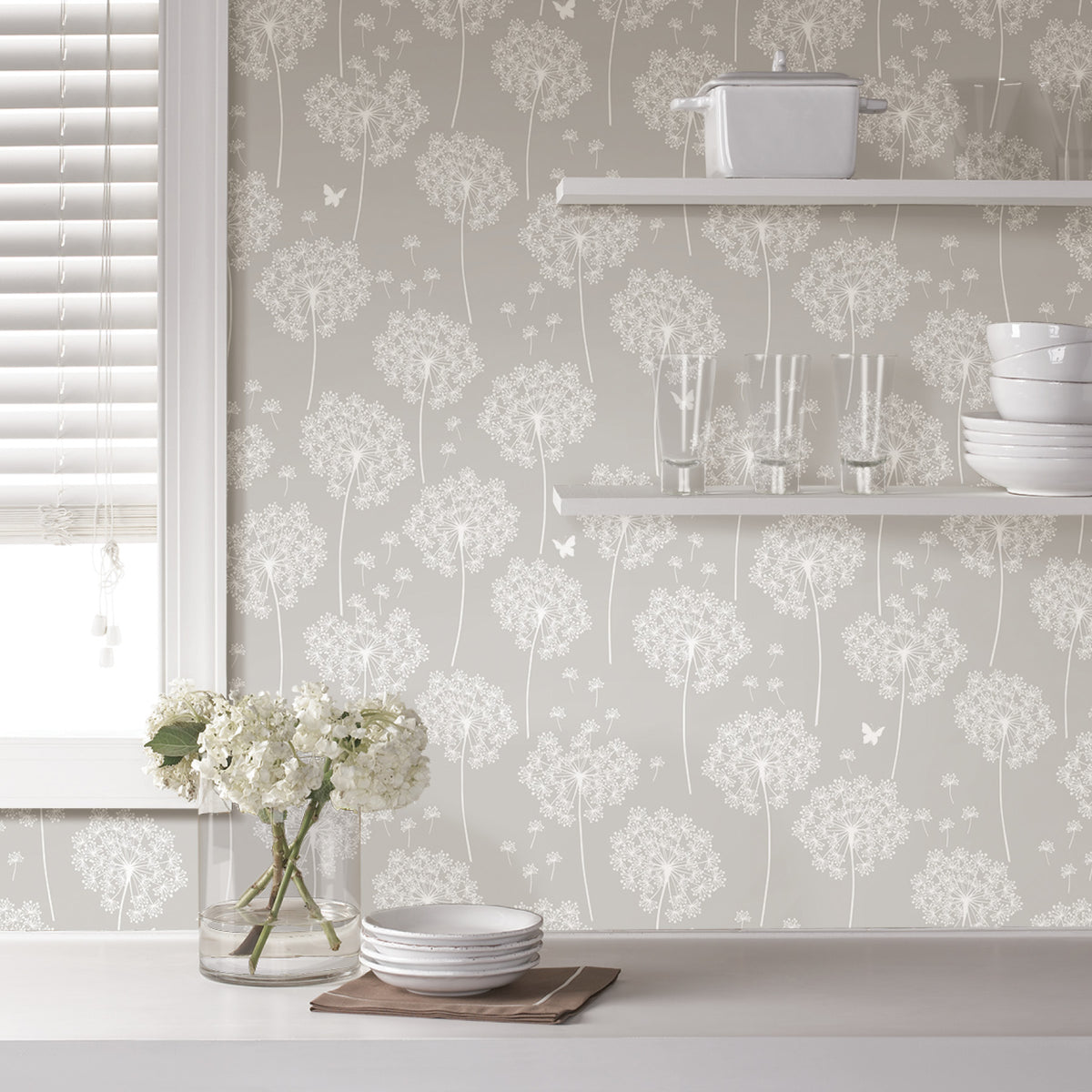 Dandelion Peel And Stick Wallpaper in a room setting