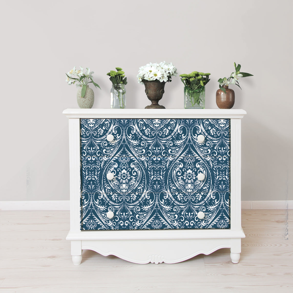 Bohemian Damask Peel And Stick Wallpaper in a room setting