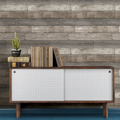 Reclaimed Wood Plank Peel And Stick Wallpaper in a room setting