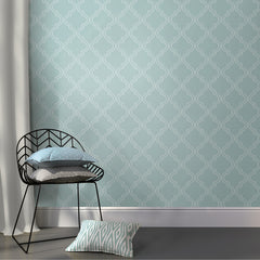 Quatrefoil P&S Wallpaper in a room setting