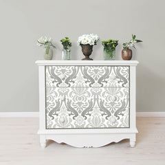 Nouveau Damask Peel And Stick Wallpaper in a room setting