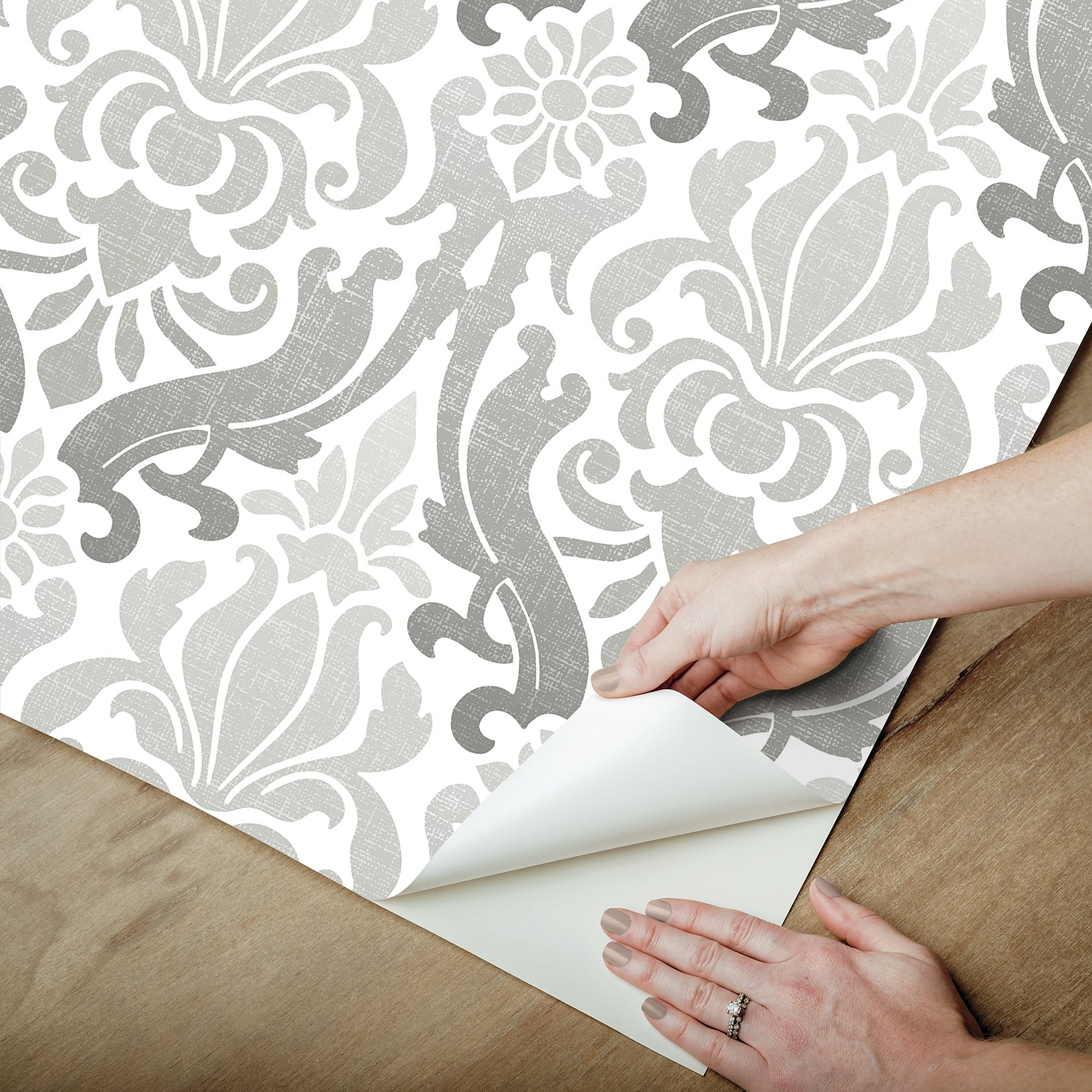 Nouveau Damask Peel And Stick Wallpaper - how to peel