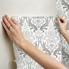 Nouveau Damask Peel And Stick Wallpaper - how to stick