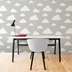 Clouds Peel And Stick Wallpaper in a room setting