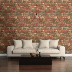 West End Brick Peel and stick wallpaper in a room setting
