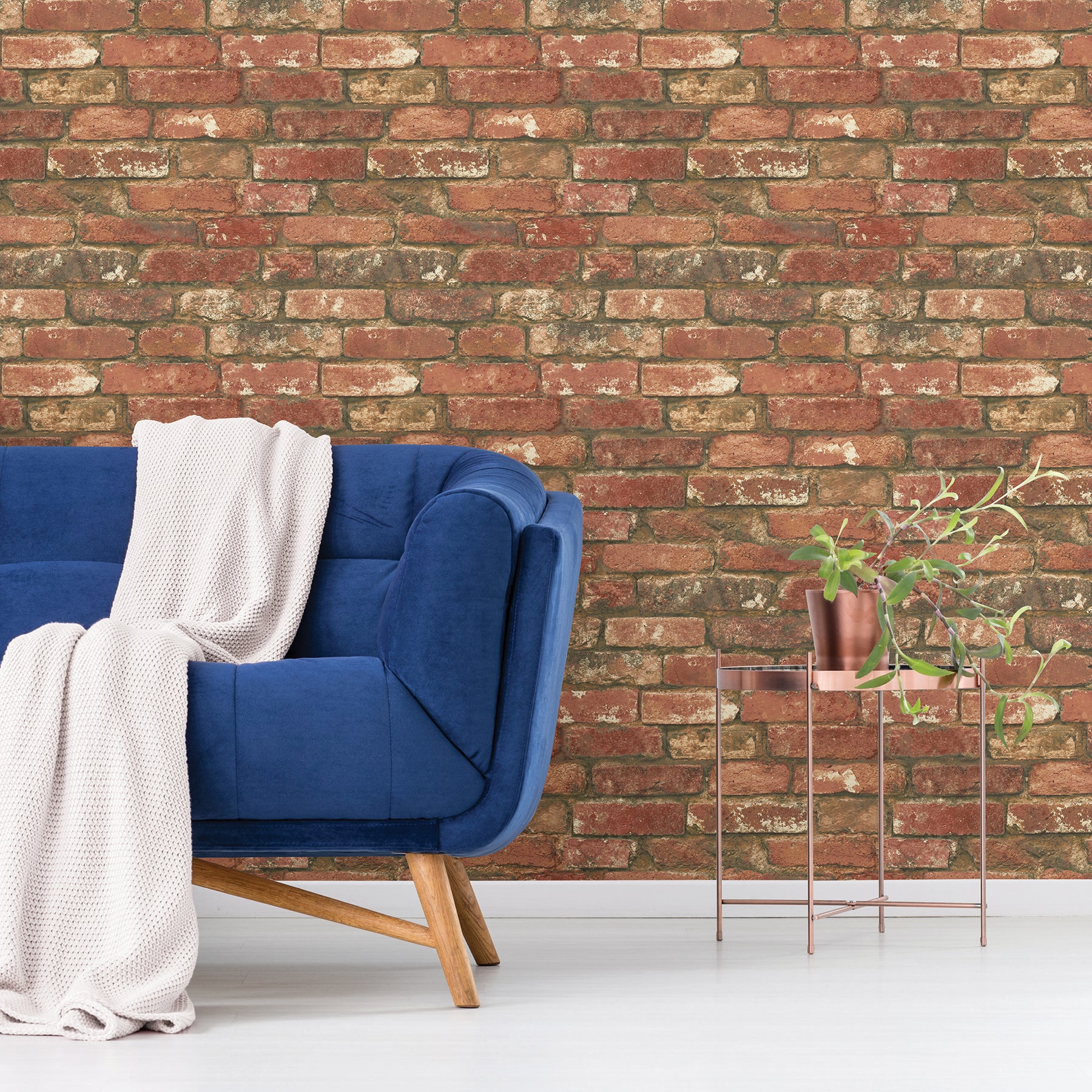 West End Brick Peel and stick wallpaper in a room setting