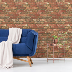 West End Brick Peel and stick wallpaper in a room setting