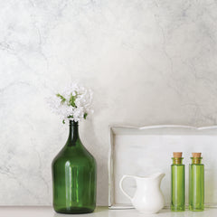 Carrara Marble P&S Wallpaper in a room setting