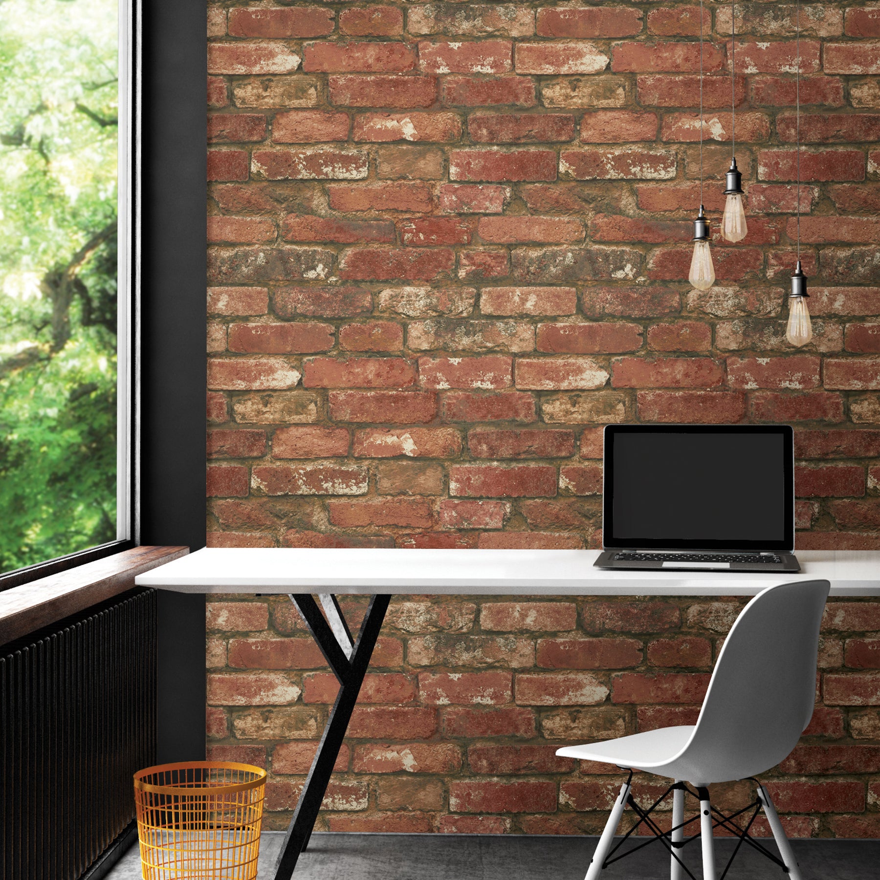 West End Brick P&S Wallpaper in a room setting