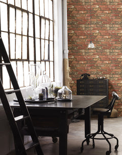 West End Brick P&S Wallpaper in a room setting
