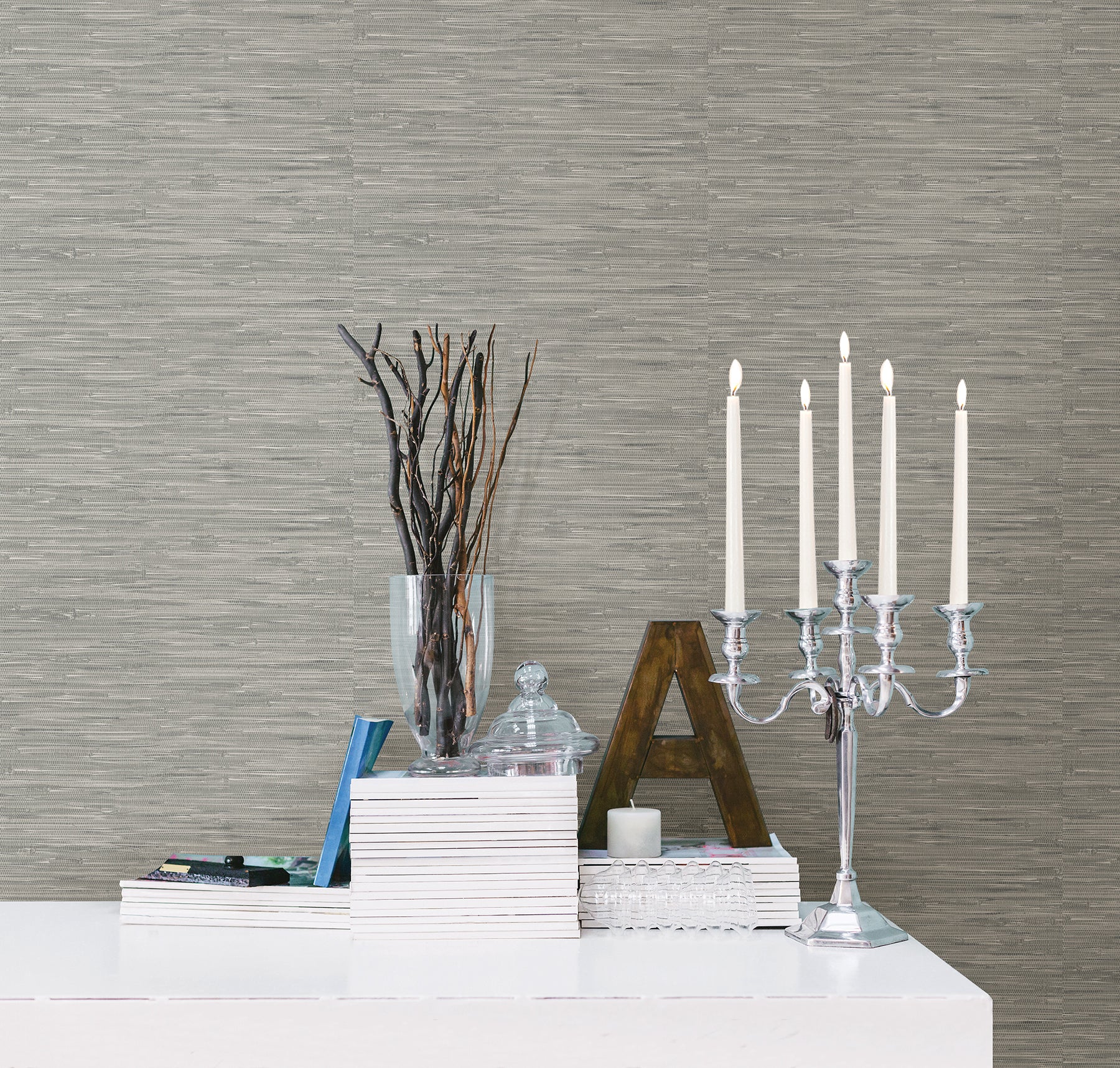 Tibetan Grasscloth Peel and Stick Wallpaper in a room setting