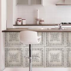 Reclaimed Tin P&S Wallpaper in a room setting