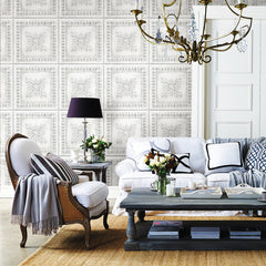 Reclaimed Tin P&S Wallpaper in a room setting