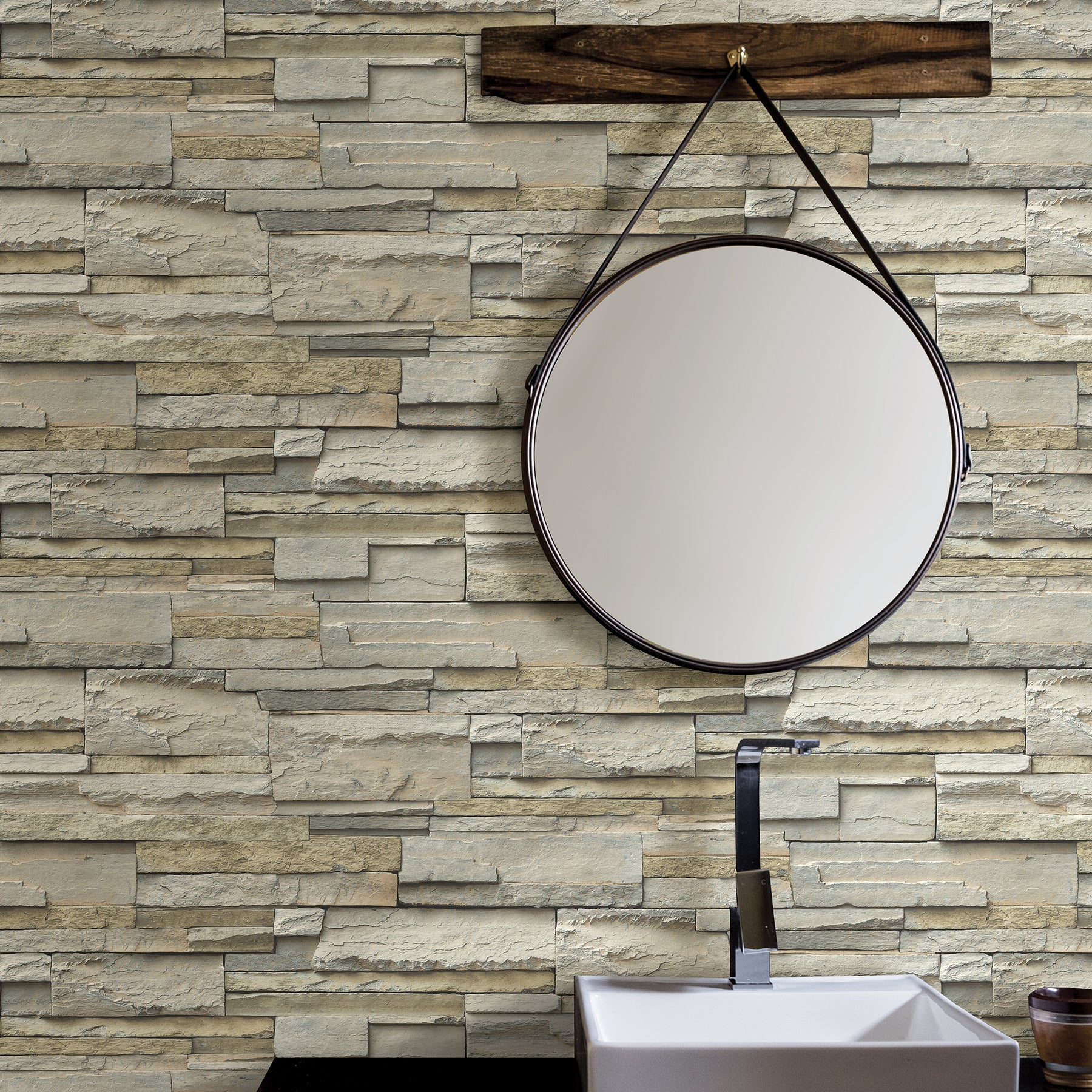 Slate P&S Wallpaper in a room setting