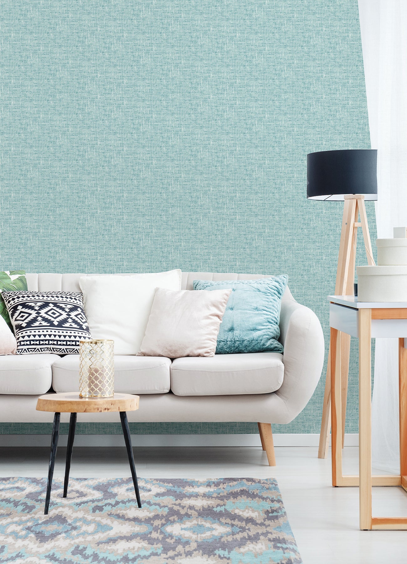 Poplin Texture Peel & Stick Wallpaper in a room setting