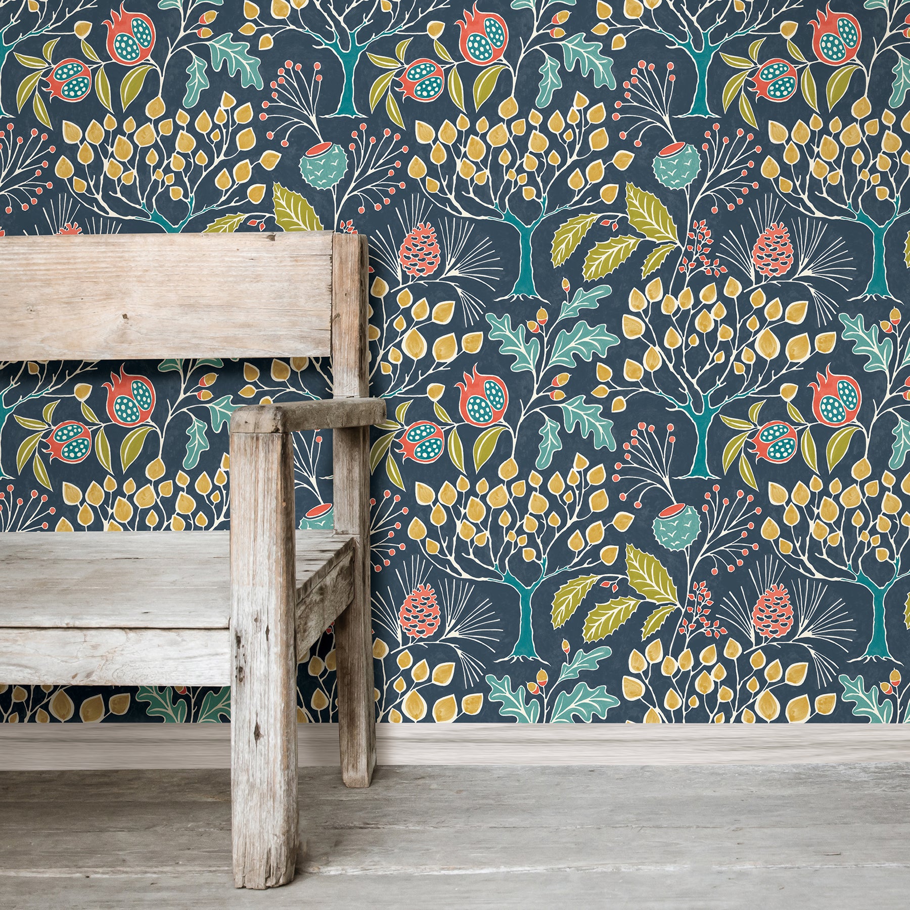 Groovy Garden P&S Wallpaper in a room setting