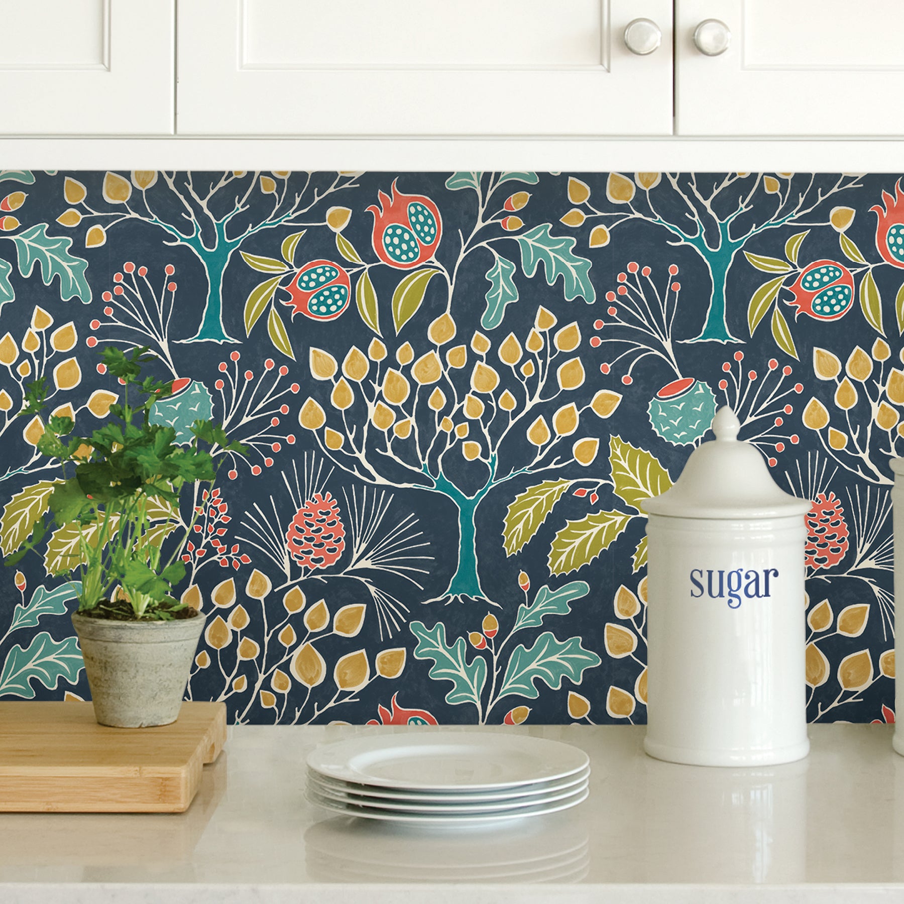Groovy Garden P&S Wallpaper in a room setting