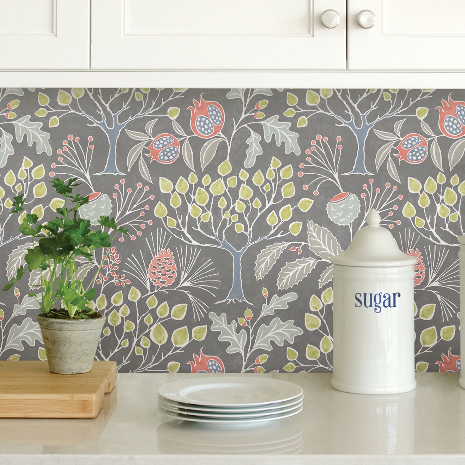 Groovy Garden P&S Wallpaper in a room setting