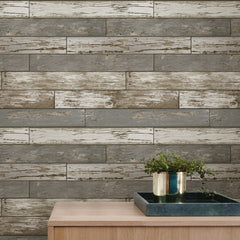 Scrap Wood Peel and Stick Wallpaper in a room setting
