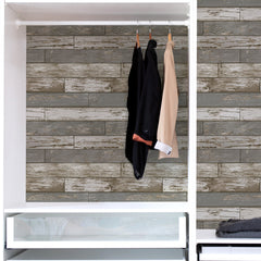 Scrap Wood Peel and Stick Wallpaper in a room setting