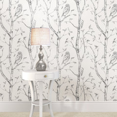 Woods Peel And Stick Wallpaper in a room setting