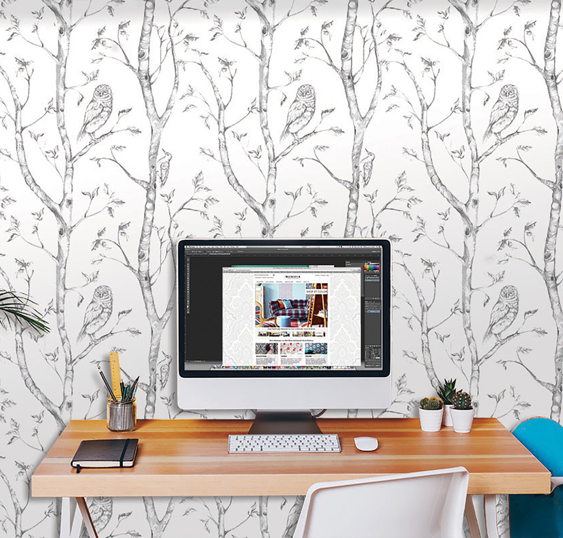Woods Peel And Stick Wallpaper in a room setting