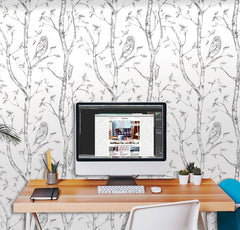 Woods Peel And Stick Wallpaper in a room setting