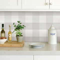 Farmhouse Plaid Peel and Stick Wallpaper in a room setting