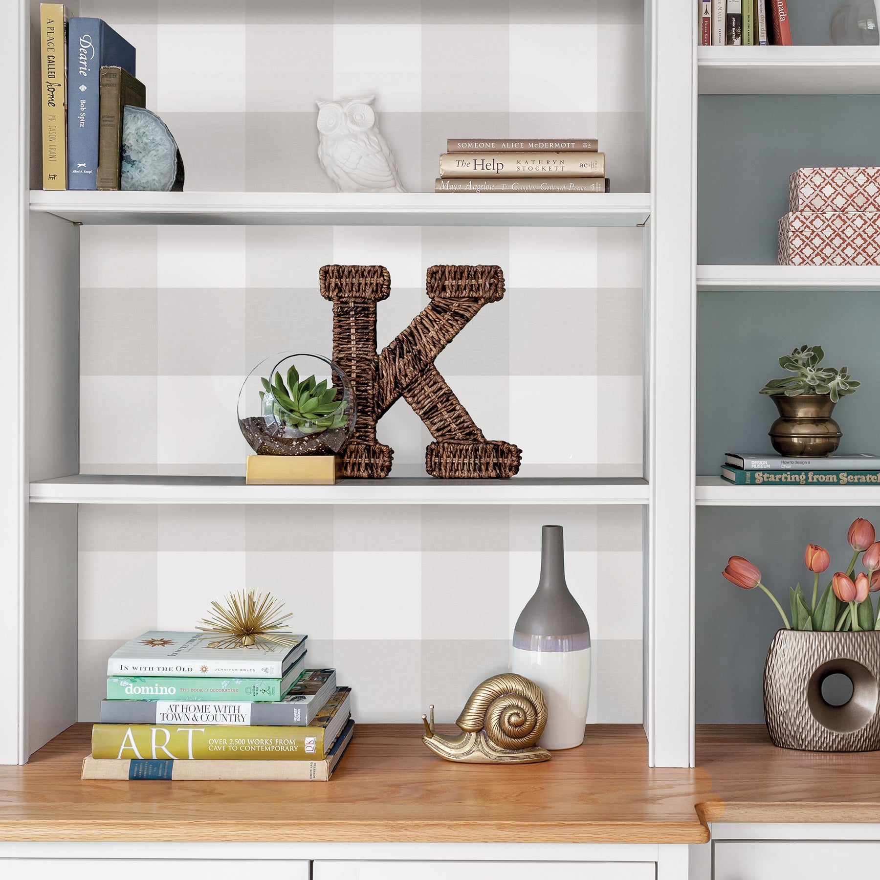 Farmhouse Plaid Peel and Stick Wallpaper in a room setting