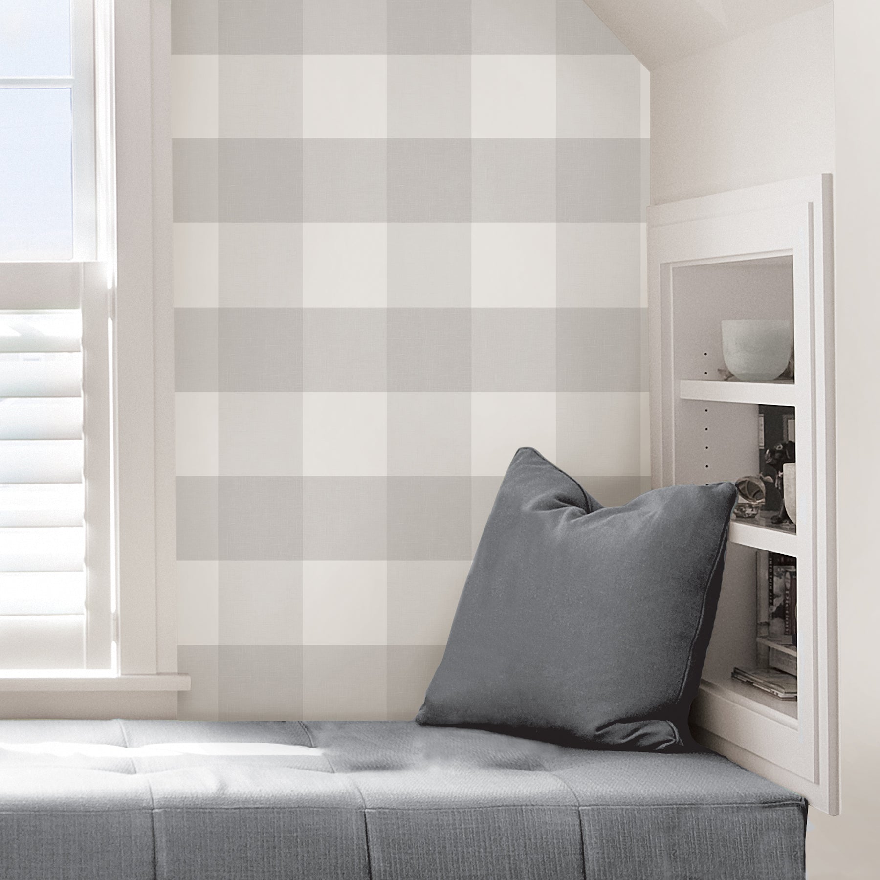 Farmhouse Plaid Peel and Stick Wallpaper in a room setting