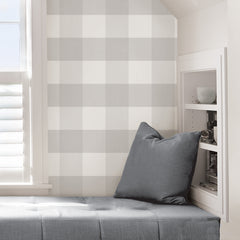 Farmhouse Plaid Peel and Stick Wallpaper in a room setting